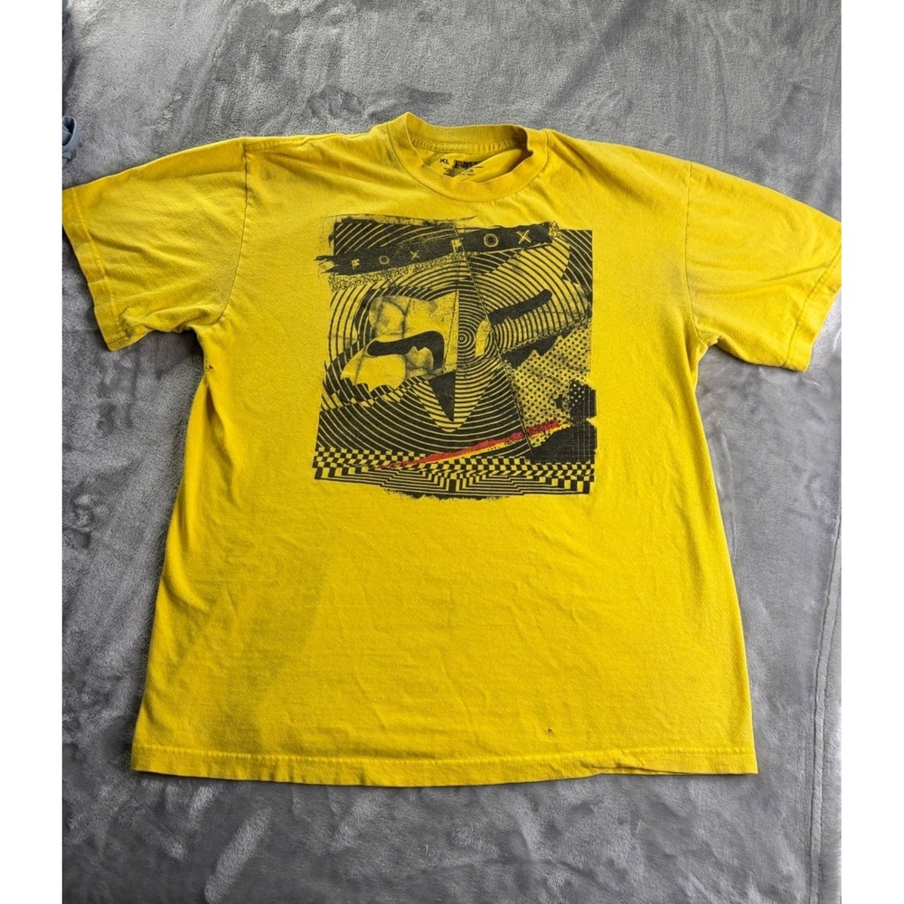 Fox Racing Abstract Geometric Graphic Men's T-Shirt XL Yellow Print